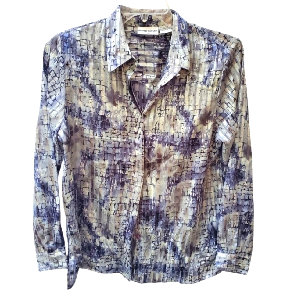 Vintage Metallic Snakeprint Button Front Business Career Size 12